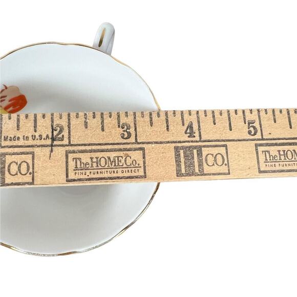 Gladstone Bone China Cup Saucer England Persimmon Fruit Scalloped Rim Gilded - Picture 13 of 14